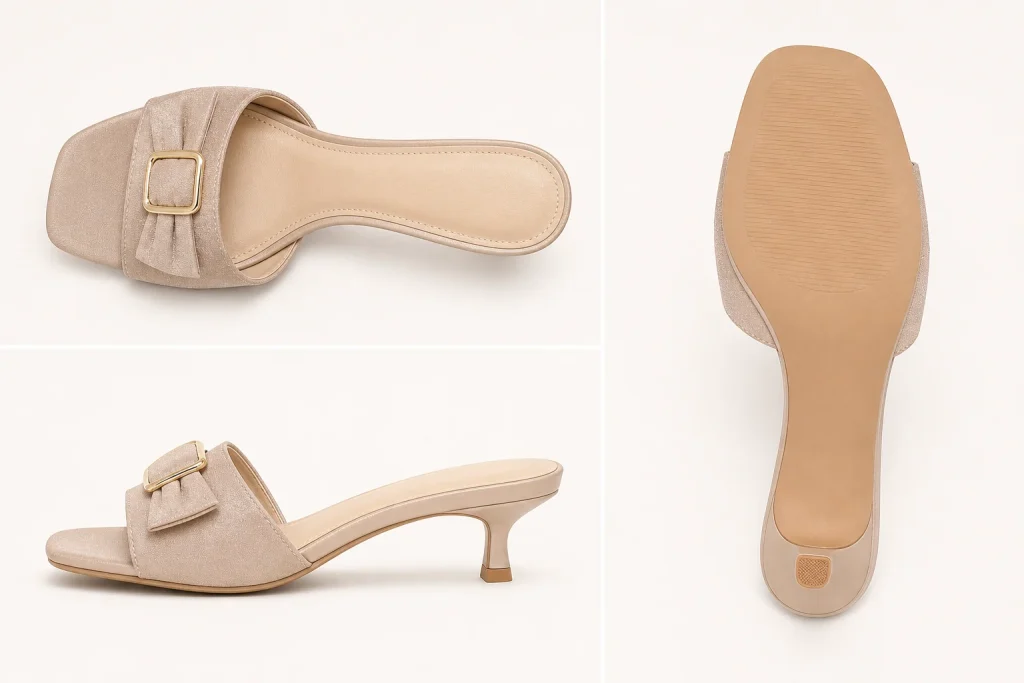 Bow Buckle Low Heel Slide Sandals ODM technical detail