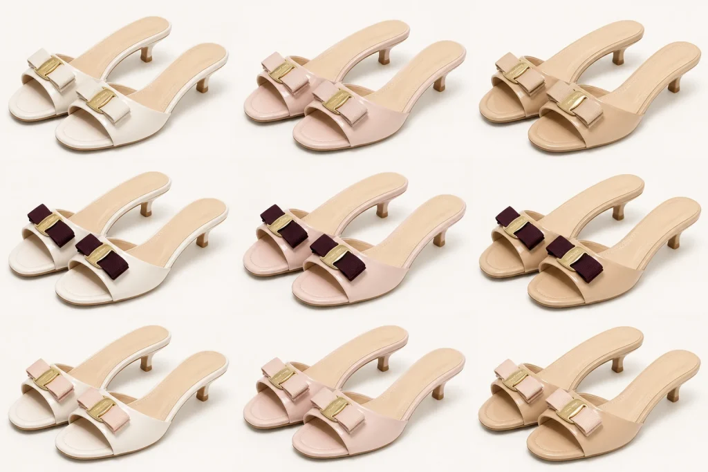 Bow Buckle Low Heel Slide Sandals color customization