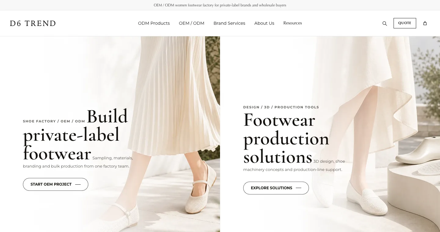D6 Trend Shoes Factory export website snapshot