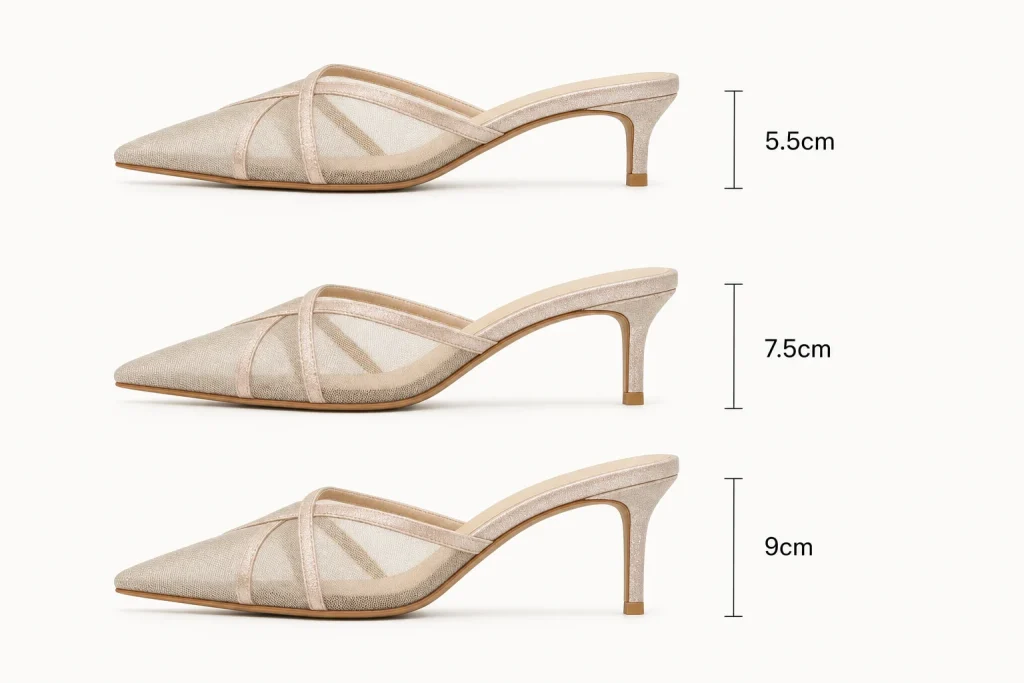 Sheer Mesh Pointed Toe Convertible Strap Heels heel height customization