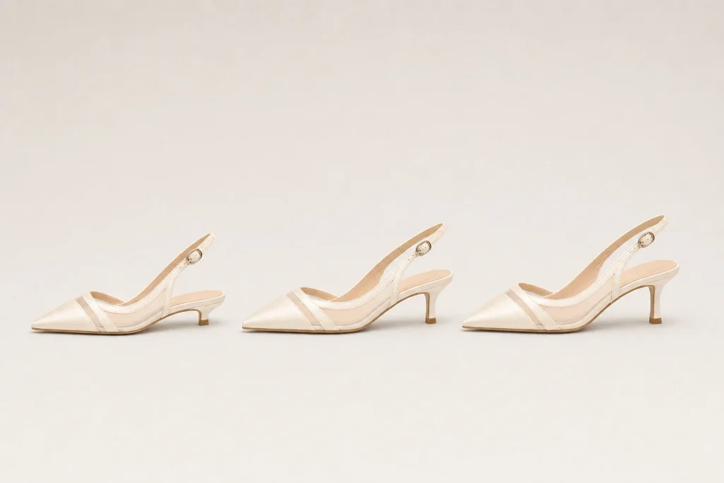 Silk Satin Strappy Slingback Heels heel height customization