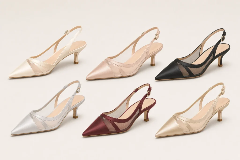 Silk Satin Strappy Slingback Heels color customization
