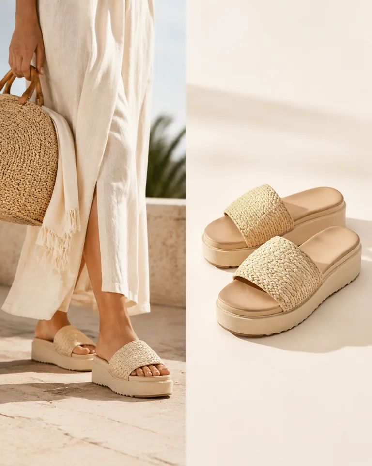 Square-Toe Platform Slides