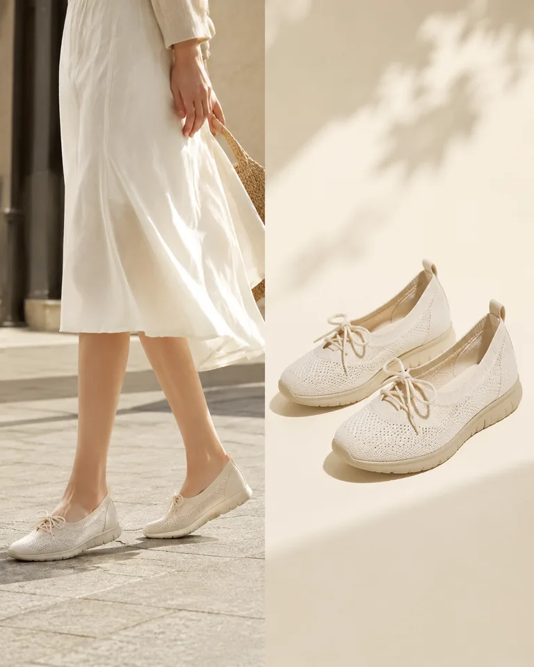 Square-Toe Lace-Up Sneakerinas