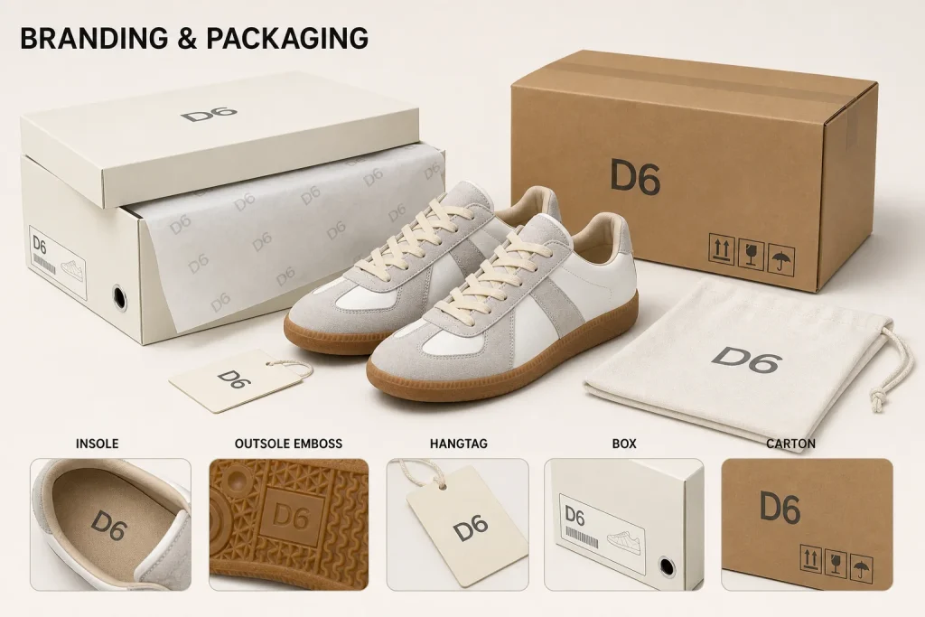 Retro Low-Top Trainer Sneakers branding and packaging