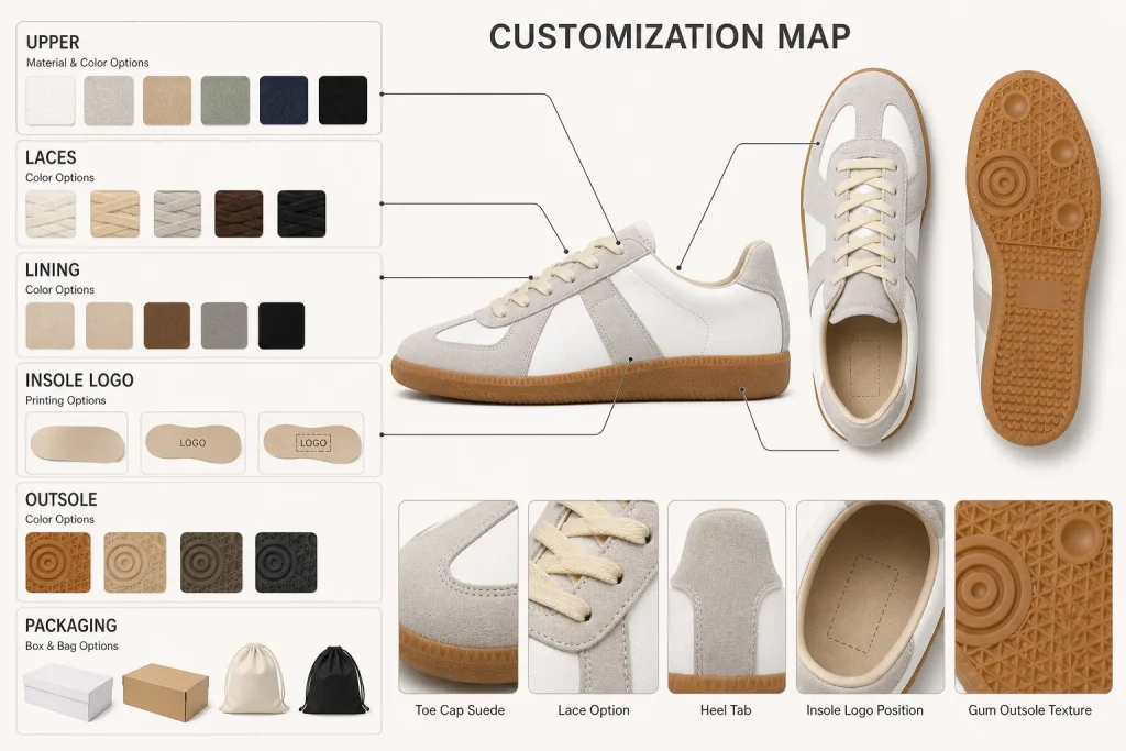 Retro Low-Top Trainer Sneakers ODM customization map
